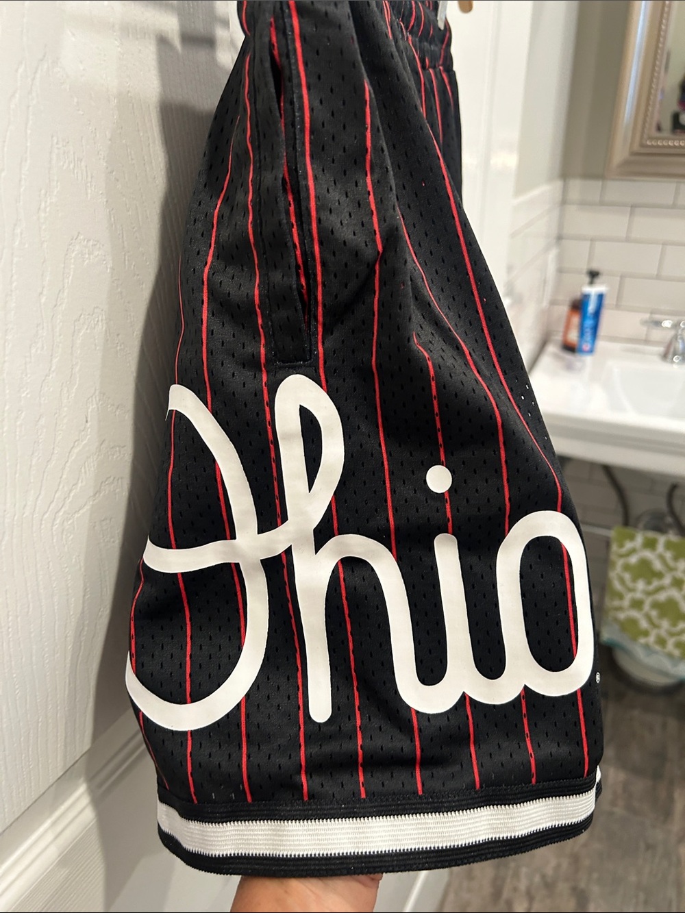 Ohio State Black & Red Pinstripe Athletic Shorts - Picture 3 of 6
